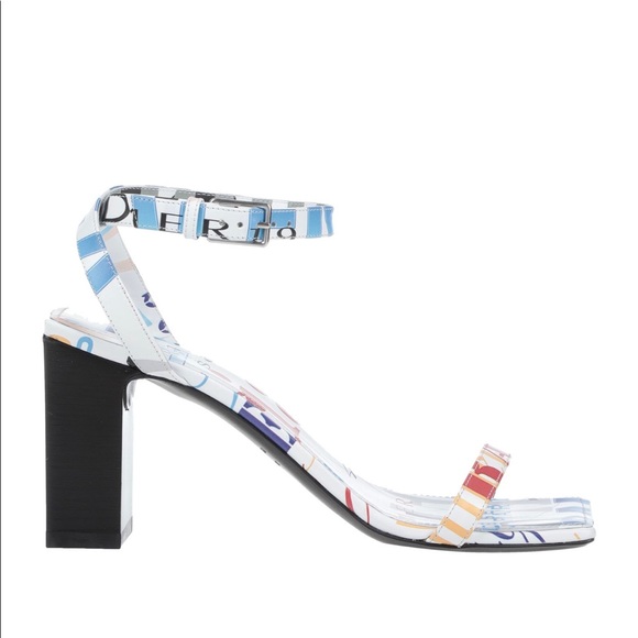 Balenciaga Block Heel Printed Ankle Wrap Sandals - Picture 3 of 13